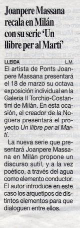Joanpere Massana recala en Milán con su serie " Un llibre per al Martí"